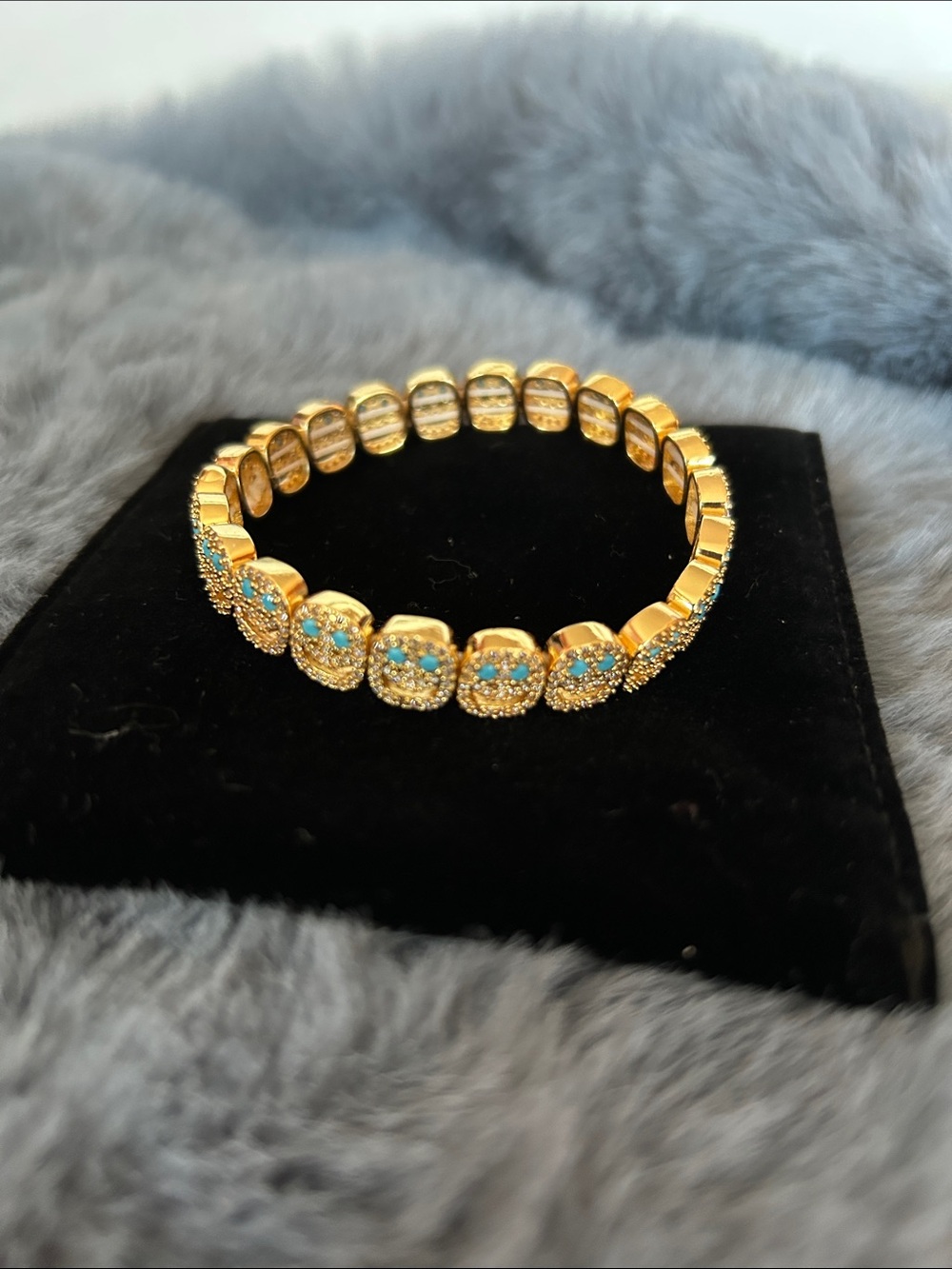 18k plated Gold Elegant Bracelet with Turquoise Accents - Women Jewelry